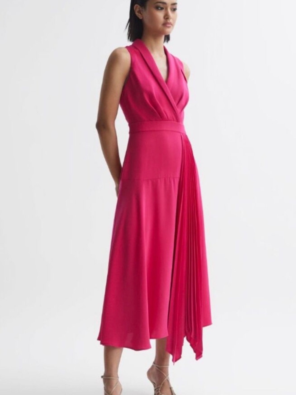 Reiss Fuchsia Sleeveless Midi Dress
